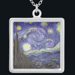 Colar Banhado A Prata Starry Night por Van Gogh<br><div class="desc">Starry Night por Van Gogh para o amante da arte ou sonhador na sua vida.</div>