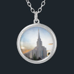 Colar Banhado A Prata Sunset do Templo de Utah, Montanha Oquirrh LDS<br><div class="desc">bela fotografia do templo da montanha Oquirrh LDS em Utah. Perfeito para mostrar seu templo favorito!</div>