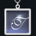 Colar Banhado A Prata Topaz Gem Monograma Azul<br><div class="desc">Design único e elegante com gemstone. Modelagem e renderização de enfermeiras muito precisas no 3D Studio Max por parte de Búlgaro Lumini .Part da série Hyper Talismans.</div>