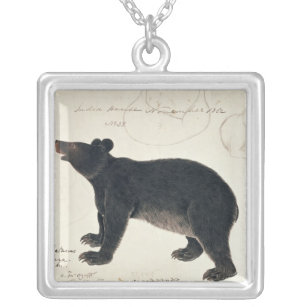Colar Banhado A Prata Um urso preto asiático, "Ursus Tibetanus "
