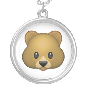 Colar Banhado A Prata Urso - Emoji
