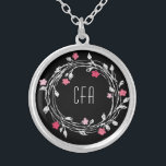 Colar Banhado A Prata Vermelhidão Cor-de-rosa-rosa-rosa-preto<br><div class="desc">Monograma deste colar de prata prateado preto,  branco,  vermelho rosa,  vermelhos. Faz um presente excelente para as suas damas de honra,  ou para qualquer mulher na sua vida.</div>