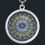 Colar Banhado A Prata Vintage Catedral de Vidro<br><div class="desc">Rosa da catedral de Estrasburgo,  catedral católica romana em Estrasburgo,  Alsácia,  França.Presente católico e cristão Excelente para Ele ou para Ela,  bem como uma lembrança viagem para si e para a família e amigos.</div>