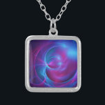 Colar Banhado A Prata Violeta Azul e Cosmic Rosa Fractal Suave<br><div class="desc">Uma imagem fractal surreal com círculos e espirais coloridos roxos,  violetas,  azuis e cor-de-rosa criando um desenho abstrato psicodélico. Tem uma sensação cósmica de espaço exterior com textura suave,  cores brilhantes,  sombras profundas e realces luminosos brilhantes.</div>