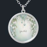 Colar Banhado A Prata Watercolor Lily do Necklace do Vale<br><div class="desc">Linda Watercolor Lily do Vale do Colar</div>