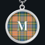 Colar Banhado A Prata Xadrez Vermelho Verde Verificação Monograma Russo<br><div class="desc">Preencha suas necessidades dotadas com este lindo colar de xadrez Murray tartan para qualquer ocasião especial,  incluindo aniversários,  feriados</div>