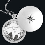 Colar de Aniversário de Aves Vintage e Blooms<br><div class="desc">Colares de Manutenção Escolha Prateado ou Prata Esterlente</div>