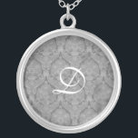 Colar de cinza de Prata Sterling<br><div class="desc">Linda Lace Sterling Silver Necklace - a cor de fundo pode ser alterada. Excelente como um favor de casamento, presente de casamento, presente de aniversário ou presente de feriado.</div>