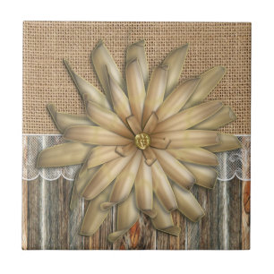 Colar De Lace De Madeira E Flor De Banho