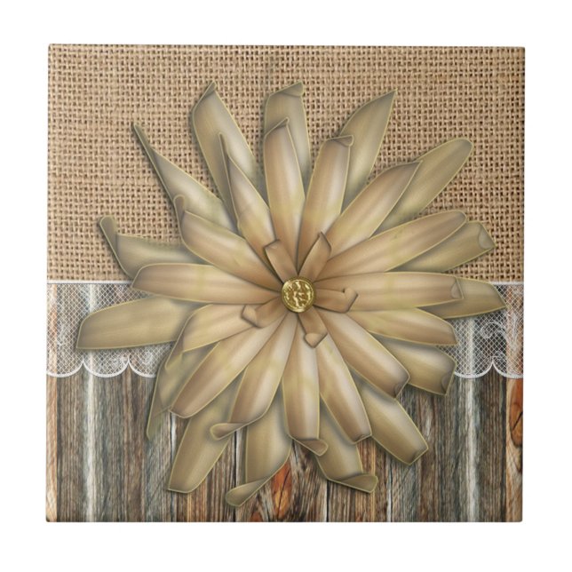 Colar De Lace De Madeira E Flor De Banho (Frente)