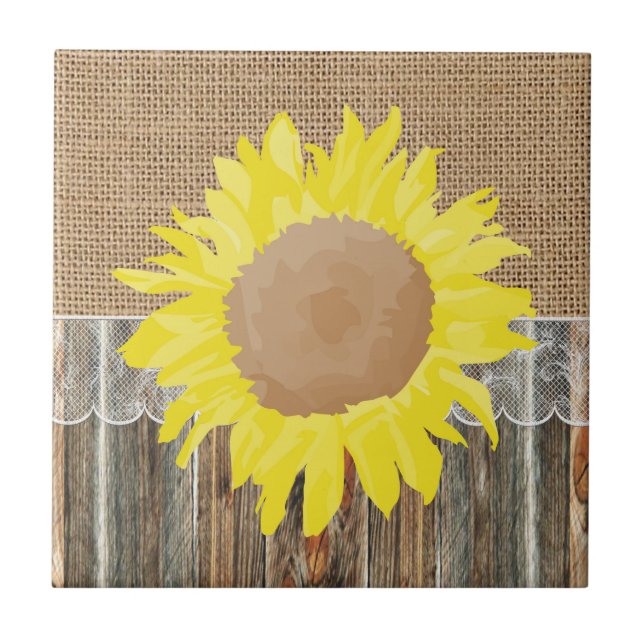 Colar De Madeira De Barnwood E Girassol (Frente)