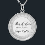 Colar de prata da madrinha de casamento para o GIF<br><div class="desc">O presente perfeito para sua MADRINHA DE CASAMENTO nupcial do partido este pendente bonito é uma parte perfeita para acentuar todo o equipamento e podem vestir-lo para sempre. Fluxo do design da margarida bonito para esta parte lindo. O grande PRESENTE ESPECIAL PARA SUA MADRINHA DE CASAMENTO em seu partido nupcial...</div>