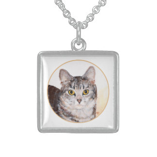 Colar De Prata Esterlina American Shorthair Tabby Cat