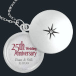 Colar De Prata Esterlina Aniversário do Casamento Silver<br><div class="desc">Personalizar nomes e data de aniversário para uma manutenção exclusiva.</div>