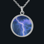 Colar De Prata Esterlina Choque Relâmpago<br><div class="desc">Por favor,  visite minha loja para obter design mais interessante e mais opções de cores. => zazzle.com/colorfulworld*</div>