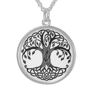 colar de prata esterlina em árvore celta