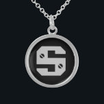 Colar De Prata Esterlina Inicial masculino<br><div class="desc">Pingente personalizado para os homens,  texto de placa de diamante masculino</div>