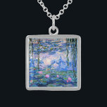 Colar De Prata Esterlina Monet: Lírios d'água 1919, famosa pintura,<br><div class="desc">A famosa pintura de Claude Monet,  Lírios d'Água,  1919.</div>
