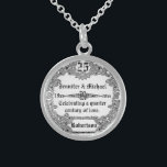 Colar De Prata Esterlina Monograma do Aniversário de 25 Silver<br><div class="desc">Colar monograma do aniversário de 25 prata.</div>