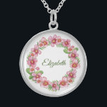 Colar De Prata Esterlina Nome Personalizado Necklace Floral Wreath<br><div class="desc">Nome Personalizado Colar. Adicione seu próprio nome. Você pode alterar a fonte e a cor da fonte para torná-la sua. Um presente de excelente para madrinhas,  festas de casamento,  Irmã da Mãe,  amigos.</div>