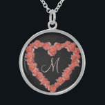 Colar De Prata Esterlina Rosa Floral Monograma Festa de casamento<br><div class="desc">Personalize este design hoje mesmo! Este presente é perfeito para a expressão da ocasião especial. Venha ver nossa loja,  por todos os nossos designs legal.</div>