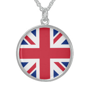 Colar De Prata Esterlina Union Jack National Flag of United Kingdom England