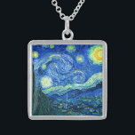 Colar De Prata Esterlina vincent van gogh Starry Night<br><div class="desc">A famosa pintura de Van Gogh,  "A Noite Estrelada". Pintado durante sua estadia no asilo Remy Santo na década de 1880,  Van Gogh retratou as colinas rolantes e árvores ciprestes que viu de sua janela.  Melhorado digitalmente por PixDezines.Copyright © 2008-2016 PixDezines.com™ e PixDezines™ em zazzle.com. Todos os direitos reservados.</div>