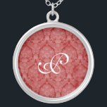 Colar de Prata Sterling Lace Monograma<br><div class="desc">Linda Lace Sterling Silver Necklace - a cor de fundo pode ser alterada. Excelente como um favor de casamento, presente de casamento, presente de aniversário ou presente de feriado.</div>