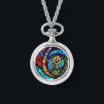 colar de relógio de cola multicolorido<br><div class="desc">Um abstrato original do trabalho de arte de ai stainglass</div>