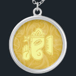 Colar Inglês Amarelo Ganesha Sterling<br><div class="desc">Belo Colar de Prata Design de Ganesha. Excelente como um favor de casamento, presente de casamento, presente de aniversário ou presente de feriado. Altere a cor de fundo, se desejar. Você pode adicionar texto/cor do seu nome.</div>