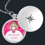 Colar Medalhão Anime Blonde Fuchsia Wedding Bridesmaid Necklace<br><div class="desc">Colares de Festa de casamento de Manutenção de Casamento - para alterar a cor de fundo - clique em personalizar - clique em editar - escolha a última ferramenta no menu suspenso e escolha entre uma das cores mostradas ou digite o código hexadecimal de rgb para sua cor de casamento...</div>