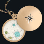 Colar Medalhão Necklace Icônico de Starbursts Atômicos<br><div class="desc">Este padrão Iconic Atomic Starbursts Necklace apresenta rajadas atômicas icônicas. Isso mesmo! A antiga escola, um fundo colorido creme com manchas de ouro é o pano de fundo perfeito para a vibrante tartaruga, aipo de salga, e círculos verdes cor de pera de cozinha. As manchas de cor são colocadas esporadicamente...</div>