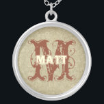 Colar Monograma do Damasco de Vintagem de Coral Pr<br><div class="desc"></div>