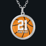 Colar | Personalizable do basquetebol do número 21<br><div class="desc">O nome e o jérsei da equipe da colar | Personalizable do basquetebol do número 21 numeram. Presente legal dos esportes para o jogador e o treinador de basquetebol.</div>
