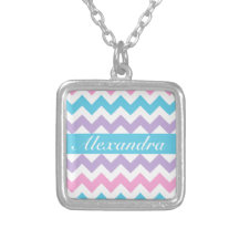 Colar Personalizado, Turquesa, Rosa, Mauve Chevron