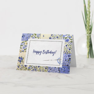 Colcha Azul de Aniversário com Cartão de Agulha