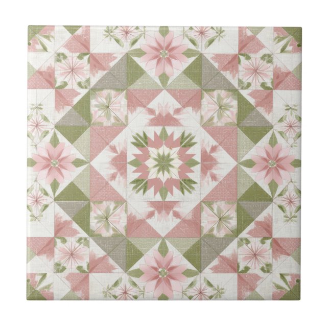 Colcha de Natal Vintage Padrão Floral (Frente)