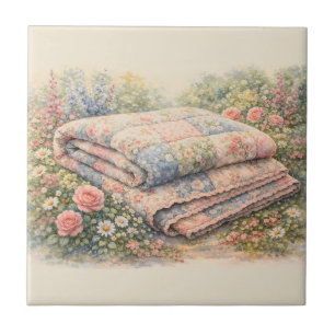 Colcha de Remendo Floral Cottagecore Aquarela
