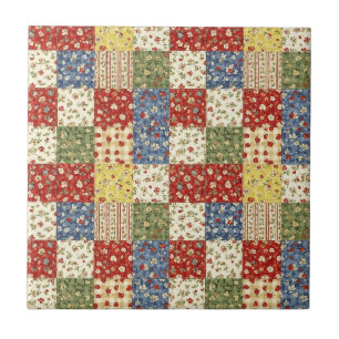 Colcha de retalhos vintage em vermelho carmesim e