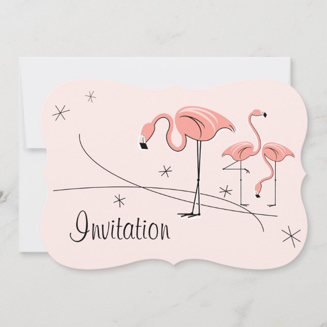 Colchete de convite Flamingos Cor-de-Rosa Trio 3 (Frente)
