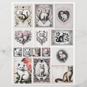 Coleção Adorável de Ephemera Gato para Papercraft