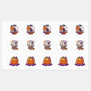 Coleção de Adesivos de Halloween Fofos e Assustado