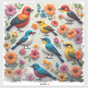 Coleção de Adesivos de Pássaros Coloridos Fofos 🐦