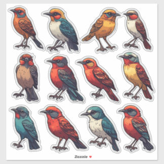 Coleção de Adesivos Decorativos de Pássaros Cantor