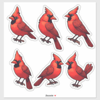 Coleção de Adesivos do Adorável Pássaro Cardinal