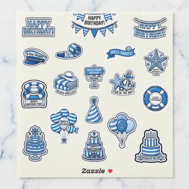 Coleção de Adesivos do Aniversário Marítimo (The ultimate stickers for your b-day skipper.)