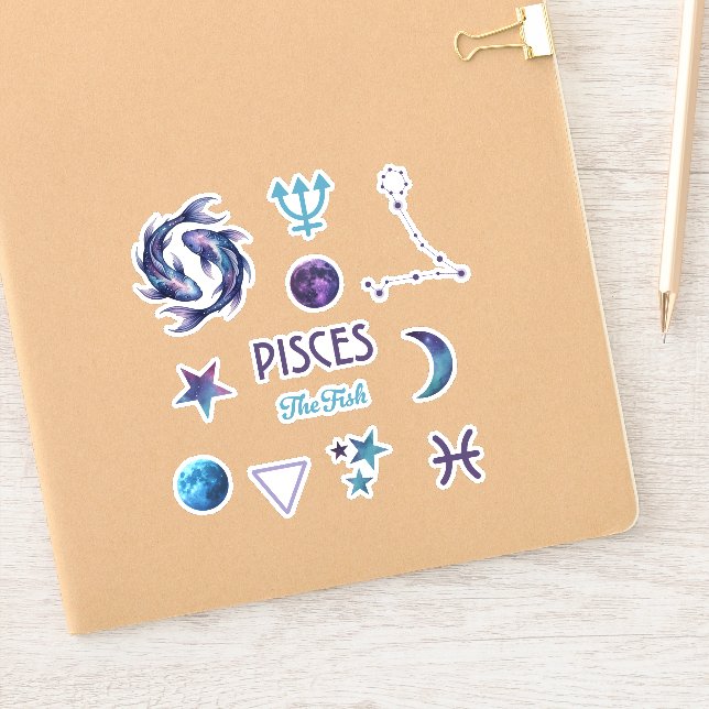 Coleção de Adesivos do Zodíaco de Peixes (Notebook)