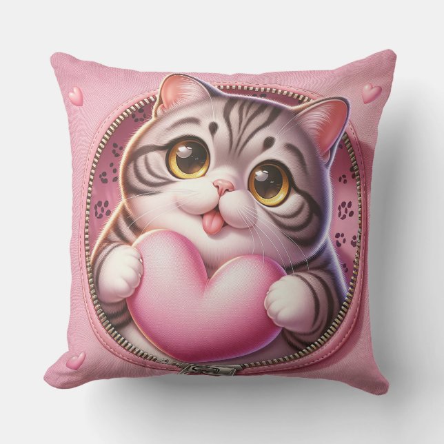 Coleção de almofadas de gato com coração 2 (Frente)