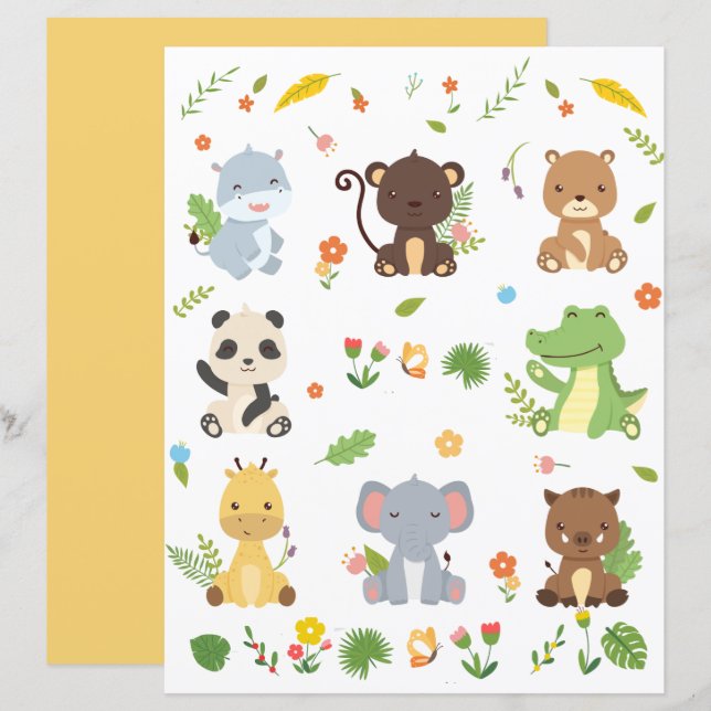 Coleção De Animais De Corte 4 Papel De Paragem (Frente/Verso)