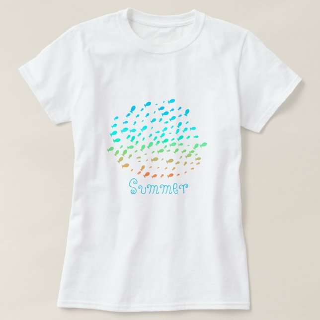 Coleção de camisetas com ilustração de peixes de v (Frente do Design)